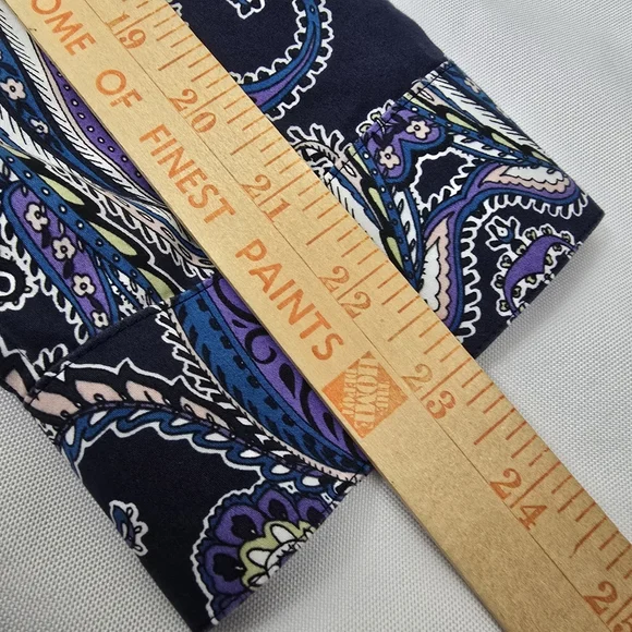 Chico's Purple Paisley No Iron Cotton Hidden Buttons Tunic Boho Chic Preppy M - Picture 6 of 11